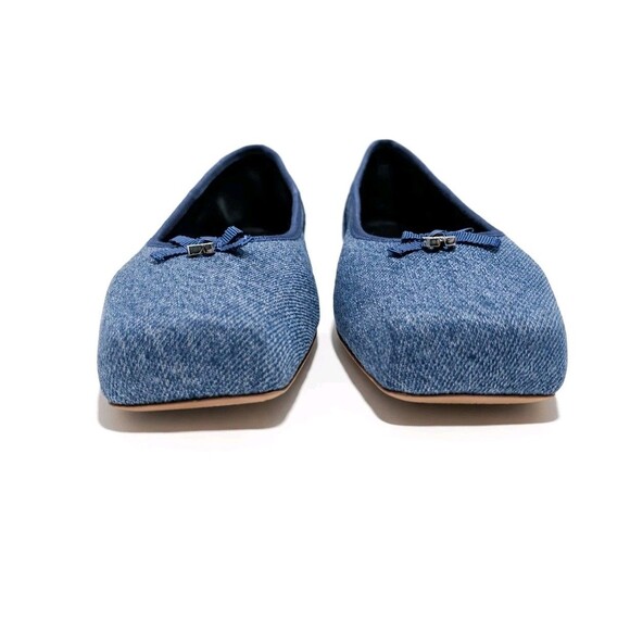 Alexander Wang Billie Flat Womens Size 9 Square Toe Ballet Shoes Indigo Denim - Picture 6 of 16